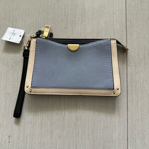 Coach Gray and Cream Wristlet Clutch